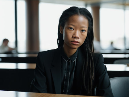 a woman in a black suitの素材