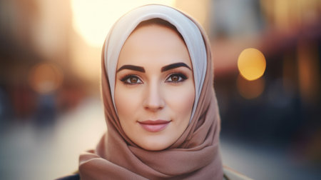 a woman wearing a head scarfの素材