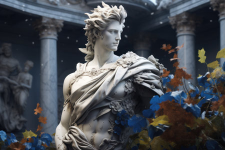 a statue of a man in a gardenの素材