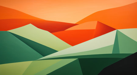 a colorful hills with orange and green hillsの素材