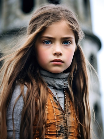 a girl with long hair and blue eyesの素材