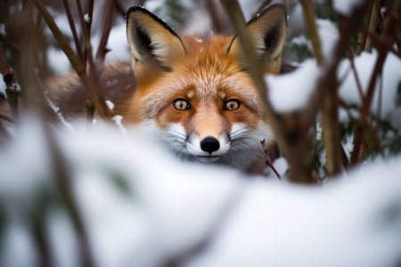 a fox in the snowの素材