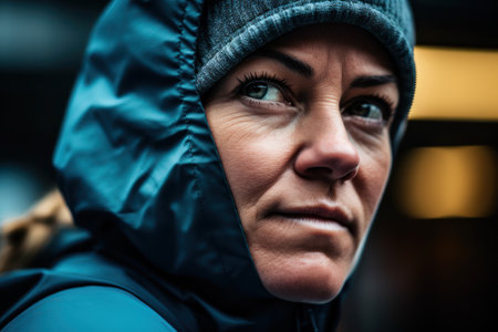 a woman wearing a hoodの素材