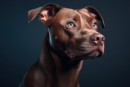 a brown dog with yellow eyesの素材