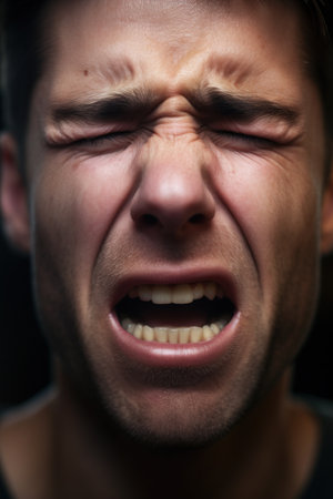 a close up of a man's faceの素材