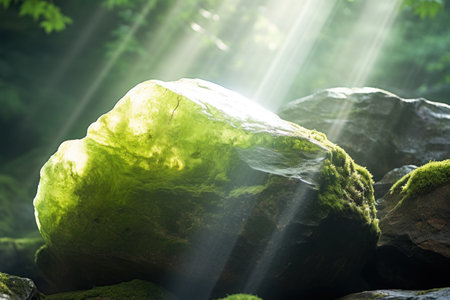 sunlight shining through the rocksの素材