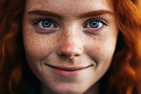a close up of a woman's faceの素材