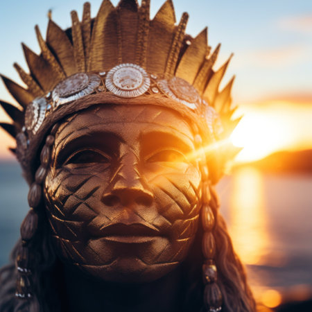 a person wearing a gold headdress and a crownの素材
