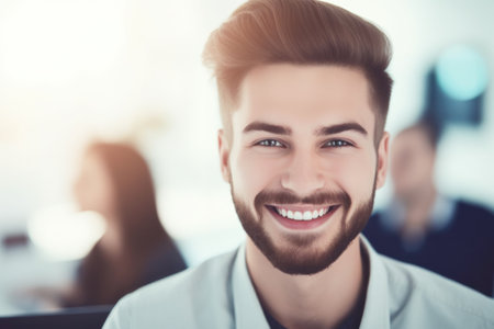 a man smiling at cameraの素材