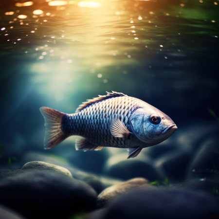 a fish swimming in the waterの素材