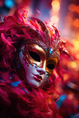 a mask with feathers on itの素材