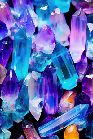 a group of blue and purple crystalsの素材