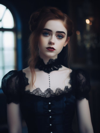 a woman in a black dressの素材