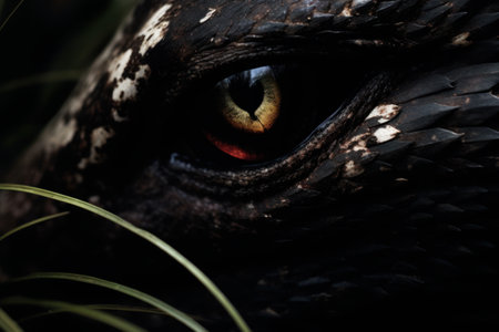 close up of a reptile's eyeの素材