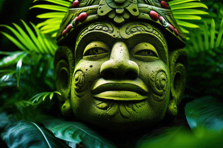 a statue of a man in the jungleの素材
