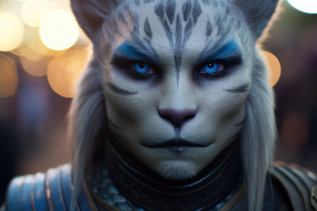 a person with blue eyes and white hairの素材