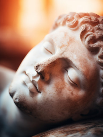 a statue of a man's faceの素材