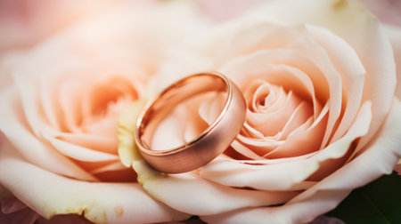 a gold ring on a roseの素材