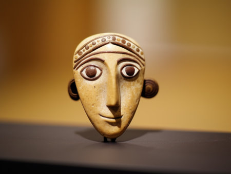 a small carved object with a faceの素材