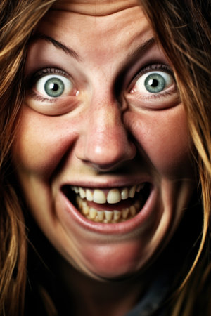 a close up of a woman's faceの素材