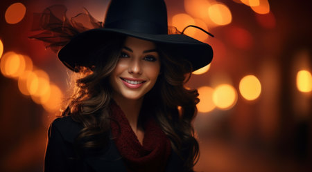 a woman wearing a hatの素材