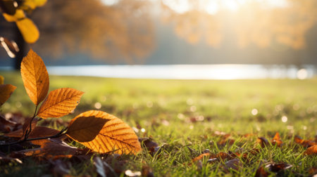 a close up of leaves on grassの素材