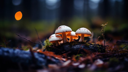 a group of mushrooms growing on a logの素材