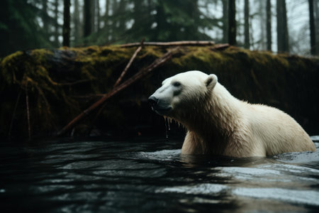 a polar bear in the waterの素材