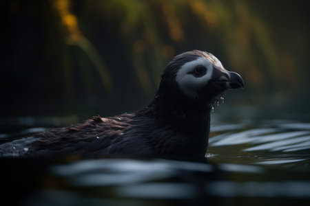 a bird swimming in waterの素材