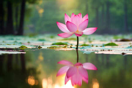 a pink flower in waterの素材