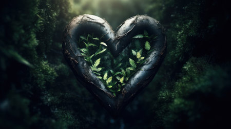 a heart shaped object with plants insideの素材