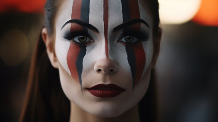 a woman with face paintの素材