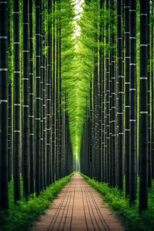 a path with tall treesの素材