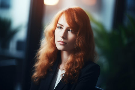 a woman with red hairの素材