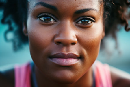 a close-up of a woman's faceの素材