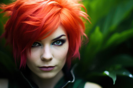 a woman with red hairの素材