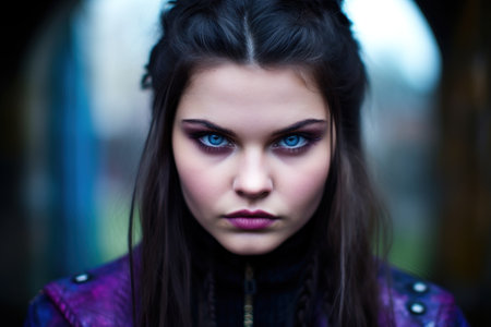 a woman with blue eyesの素材