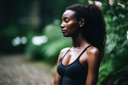 a woman with her eyes closedの素材