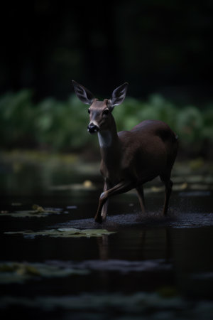 a deer walking in waterの素材