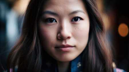 a close up of a woman's faceの素材