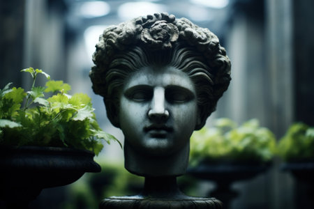 a statue of a man's headの素材