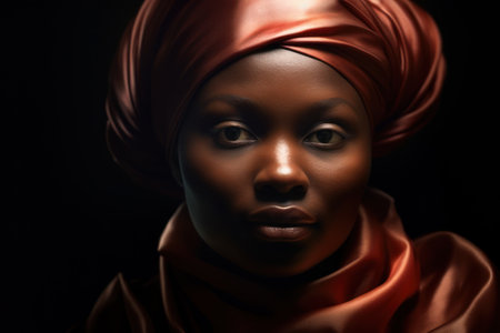 a woman wearing a red head wrapの素材