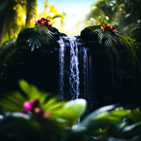 a waterfall in the jungleの素材