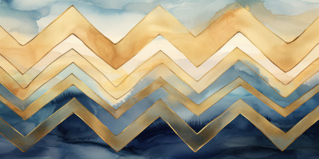 a blue and gold zigzag linesの素材