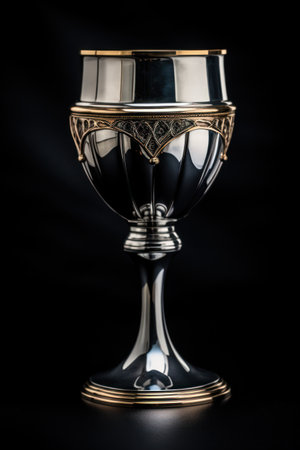a silver goblet with gold trimの素材