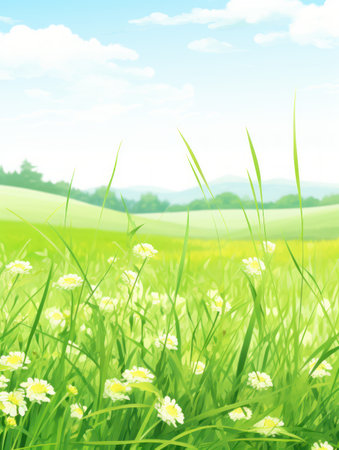 a field of grass and flowersの素材