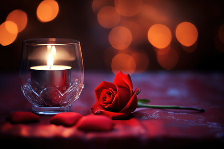 a rose and a candle in a glassの素材