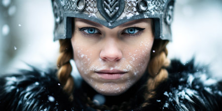 a woman wearing a helmet with snow on her faceの素材