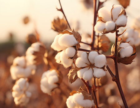 a plant with cotton ballsの素材