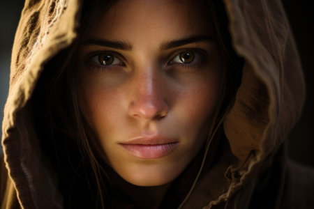 a close up of a woman's faceの素材